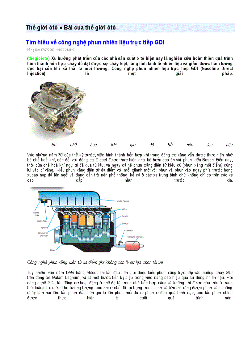 Công nghệ phun nhiên liệu trực tiếp GDI