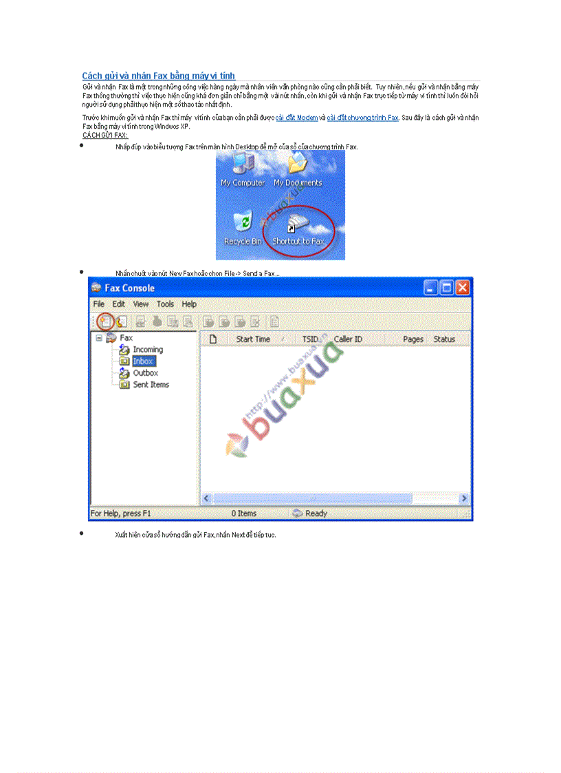 Cách gửi và nhận Fax bằng máy vi tính doc