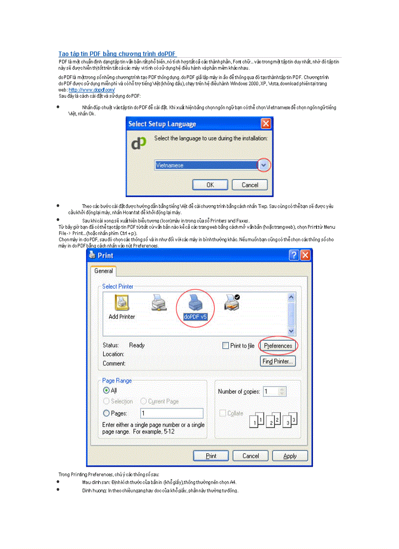 Tạo tập tin PDF bằng chương trình doPDF doc