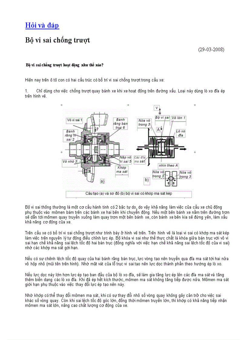 Bộ vi sai chống trượt