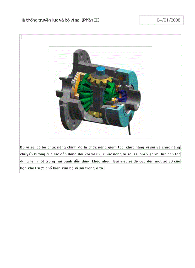 Hệ thống truyền động và bộ vi sai phần 2