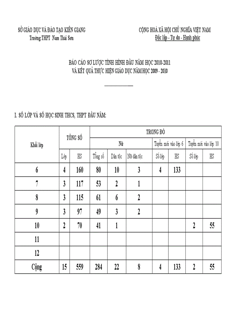 Báo cáo sơ lược 20 11