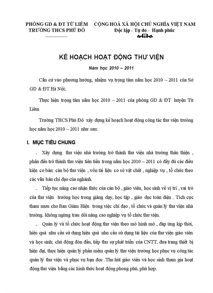 Báo cáo hoạt động thư viện