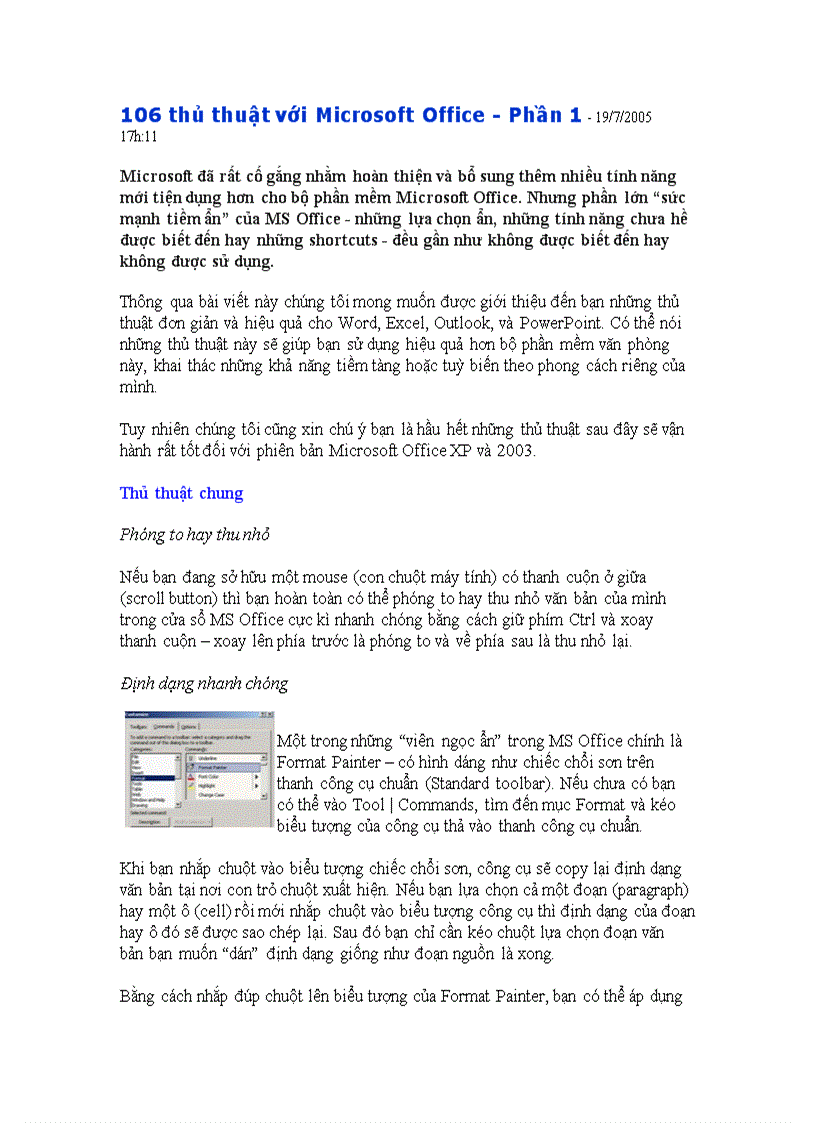106 thủ thuật trong Word