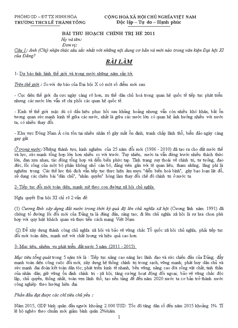Bản thu hoạch chính trị he khánh hòa2011