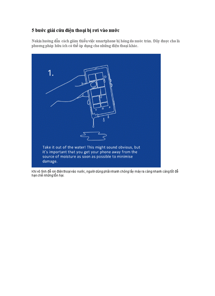 5 bước giải cứu điện thoại bị rơi vào nước