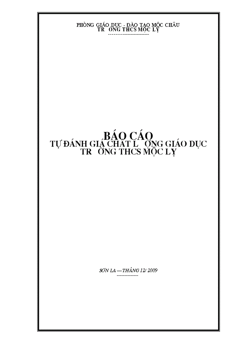 Báo cáo kiểm định chất lượng giáo dục trường thcs mộc lỵ thị trấn mộc châu sơn la