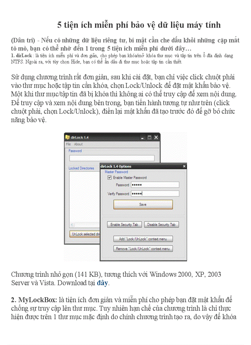 5 tiện ích bảo vệ dữ liệu máy tính