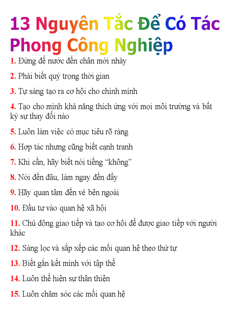 13 Nguyên Tắc Để Có Tác Phong Công Nghiệp