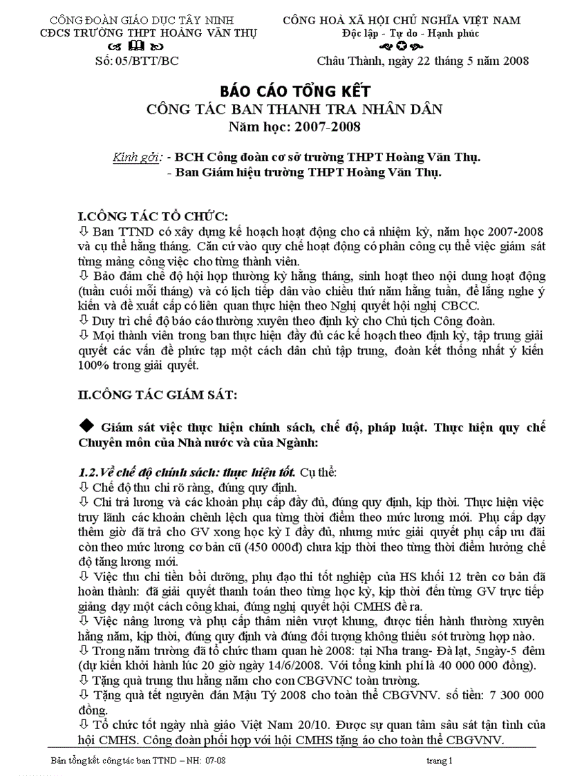 Bao cao cua ban Thanh tra nhan dan