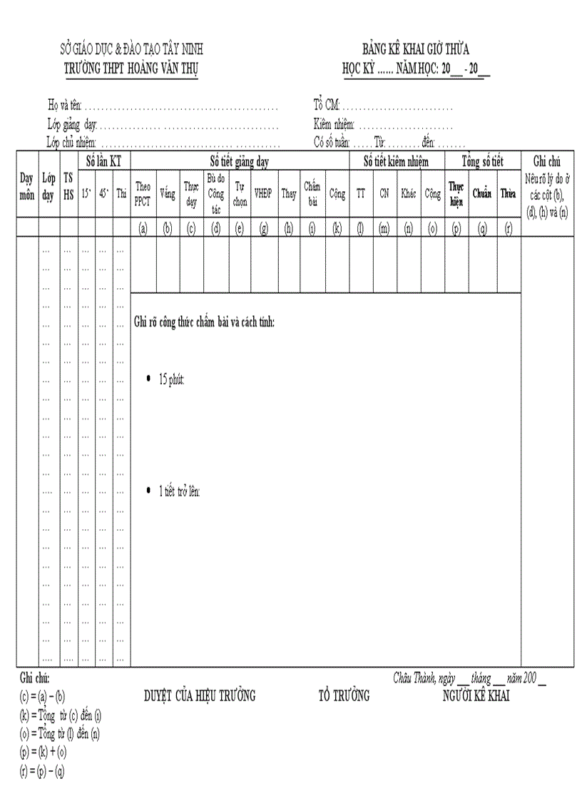 Bản kê giờ thừa