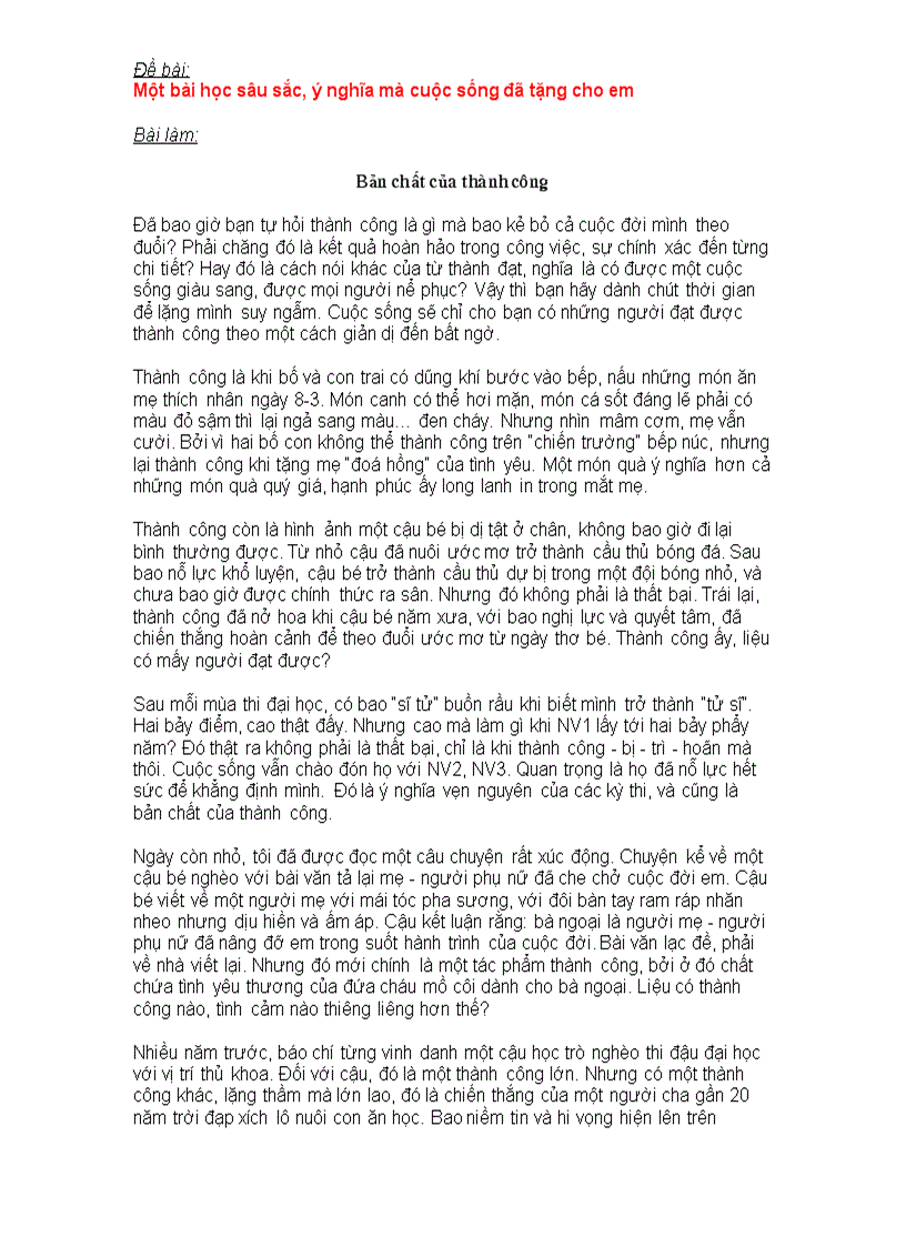 Bản chất của sự thàh công