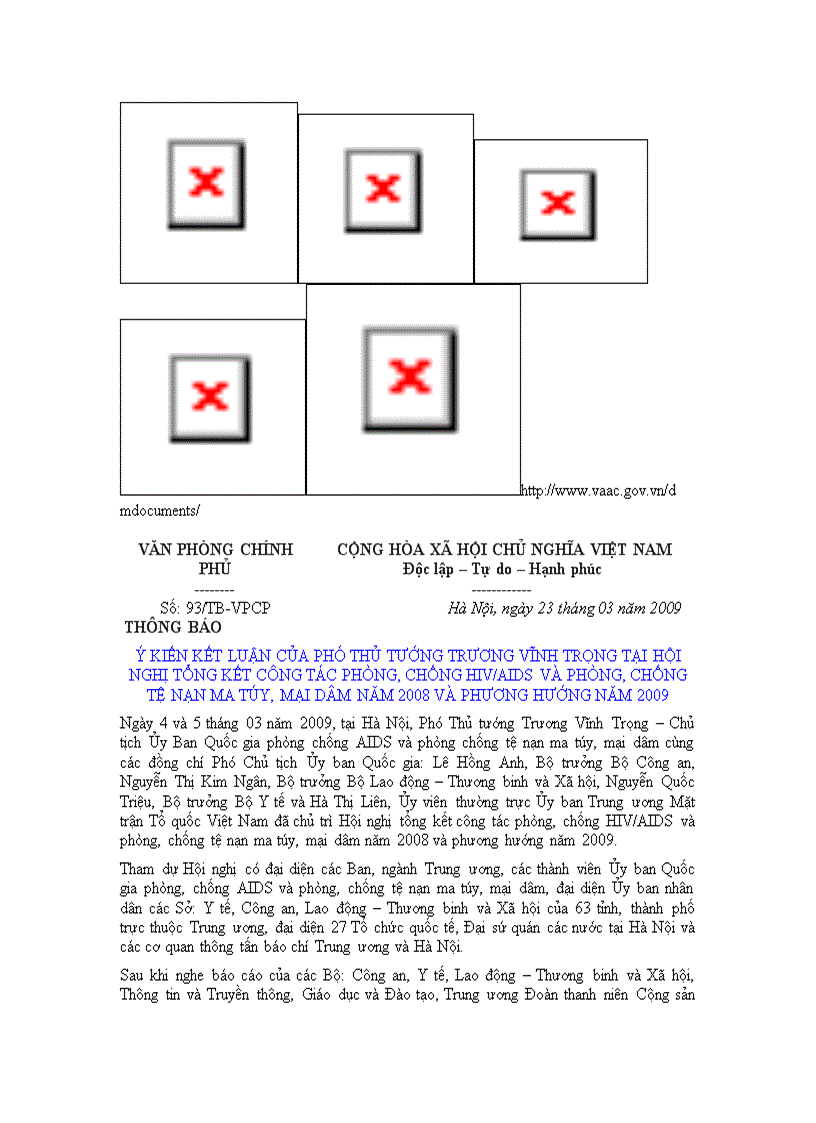 93TB VPCP 2009 Về HIV ma túy mại dâm