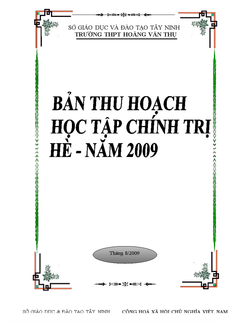 Bài thu hoạch chính trị hè 2009