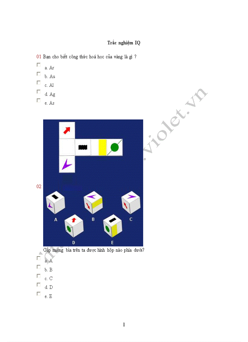 Bài trắc nghiệm IQ