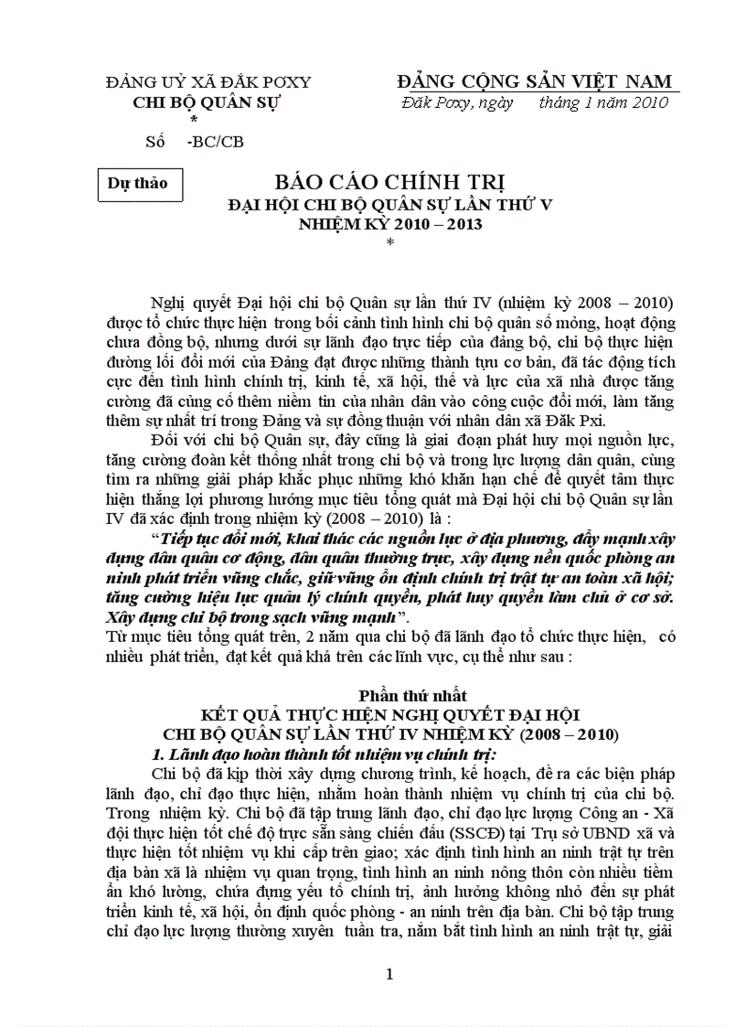 Báo cáo chính trị trình Đại hội