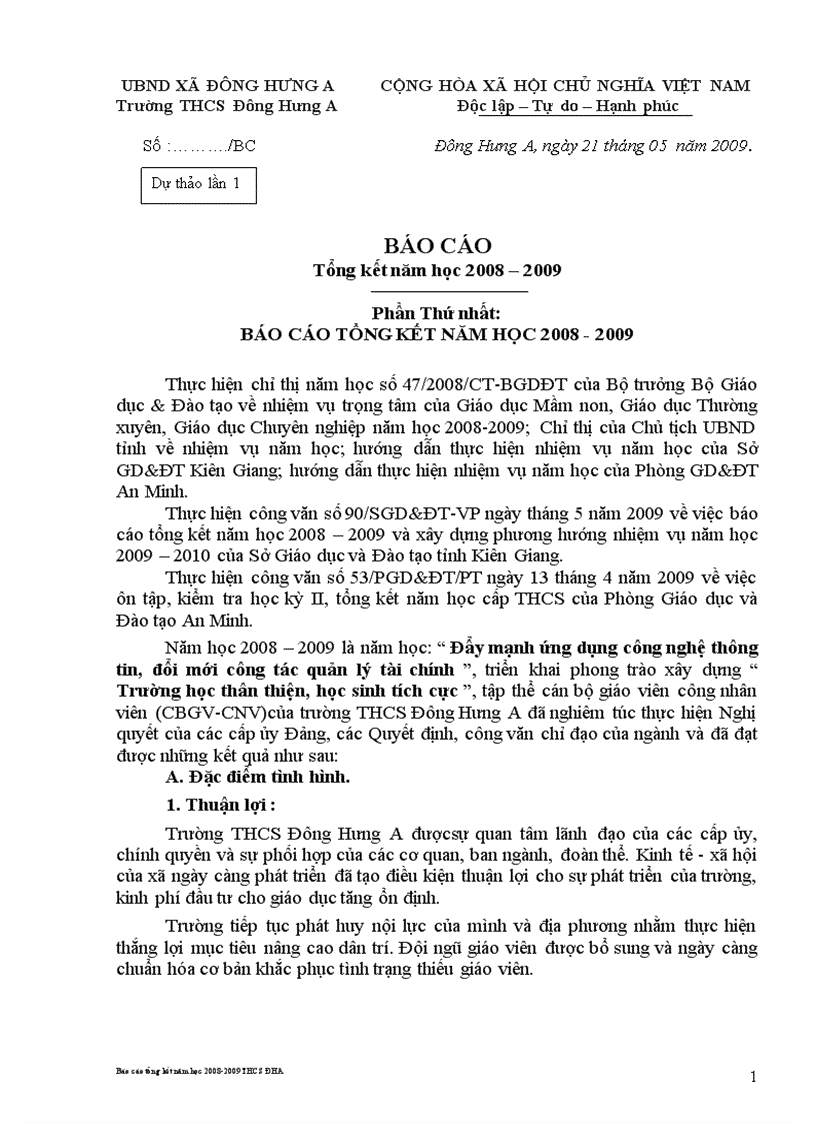 Báo cáo tổng kết năm học 0809 nvt