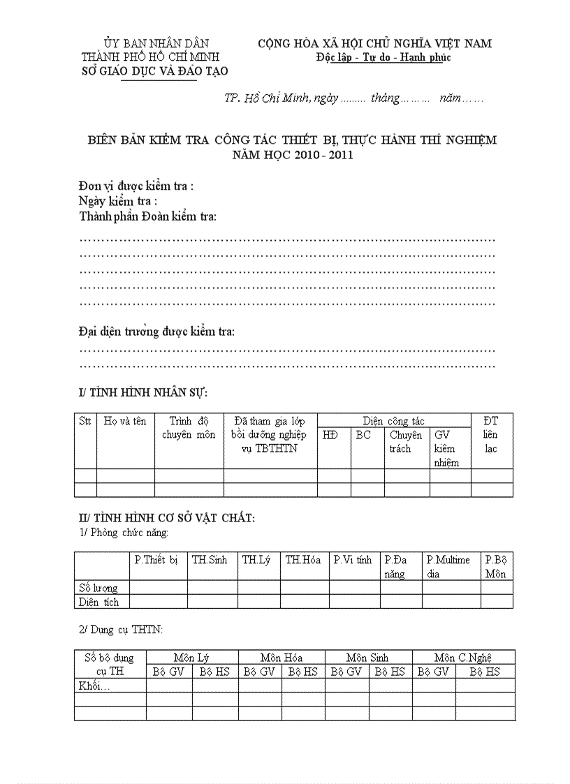 Biên bản kiểm tra TB THTN TV