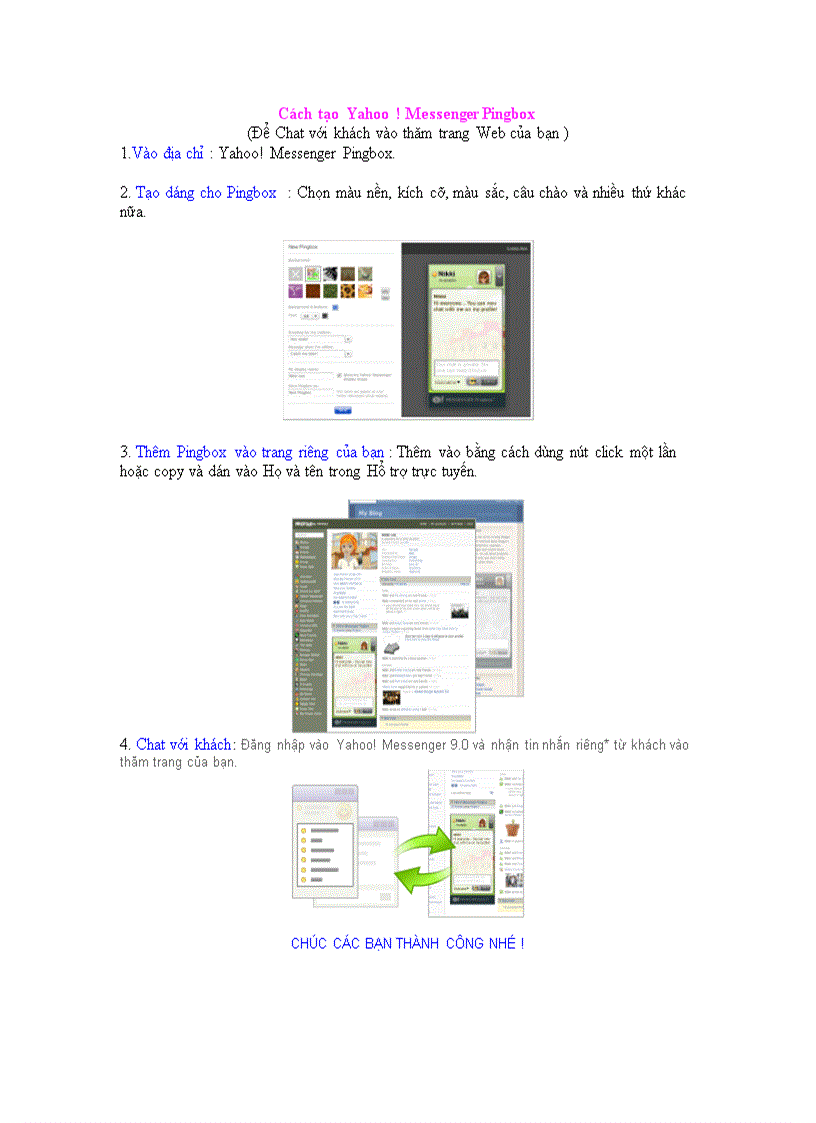 Cách tạo Yahoo Mesenger Pingbox