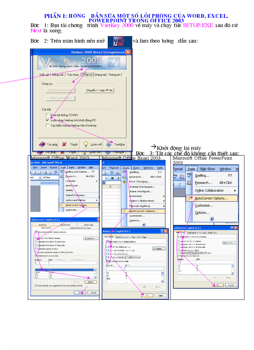 Cách khắc phục một số lỗi font của Word Excel PowerPoint trong office 2003