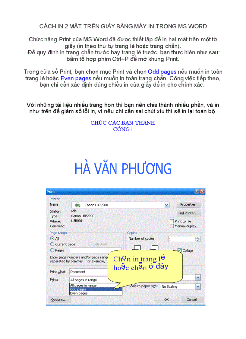 Cách in 2 mặt trong Word
