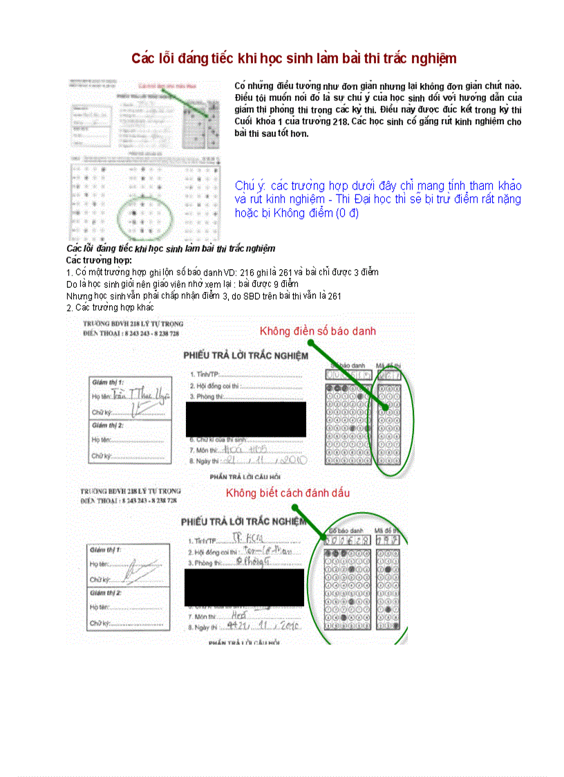Các lỗi đáng tiếc khi học sinh làm bài thi trắc nghiệm