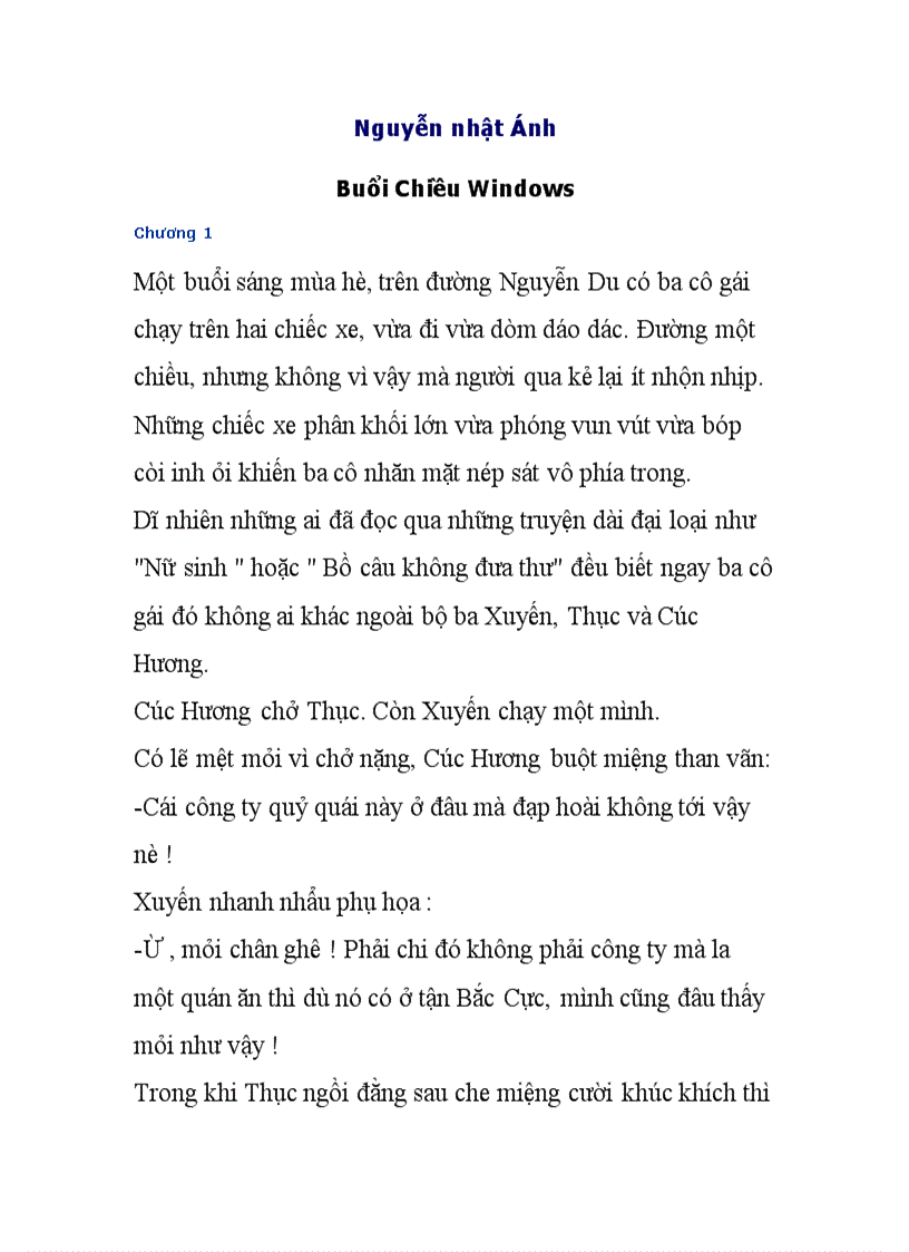 Buổi Chiều Windows Nguyễn Nhật Ánh