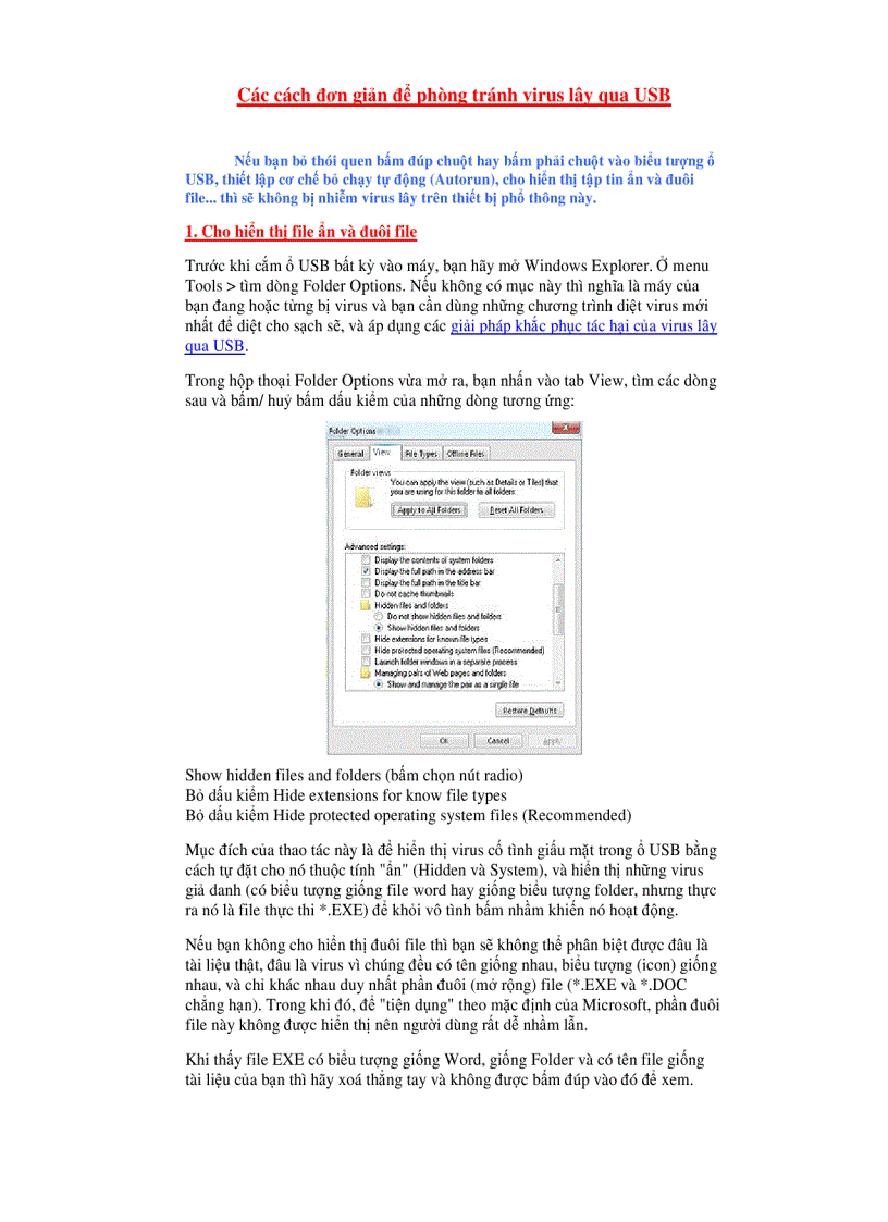 Cách Tránh Vius qua USB hiệu quả