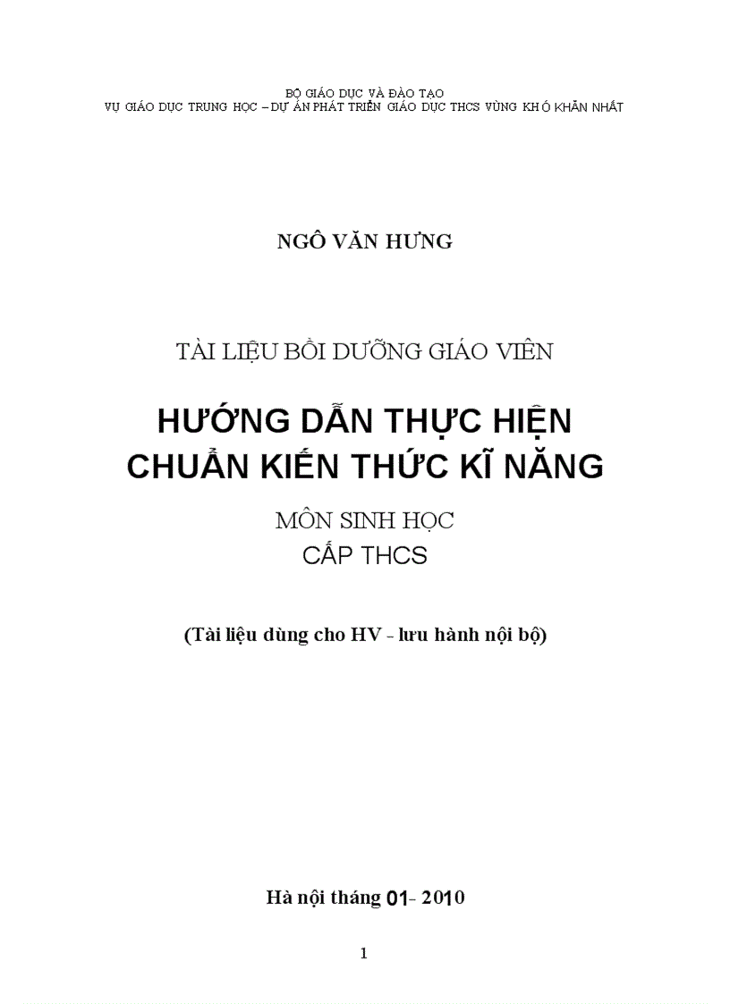 Bồi dưỡng chuẩn KTKN THCS Sinh