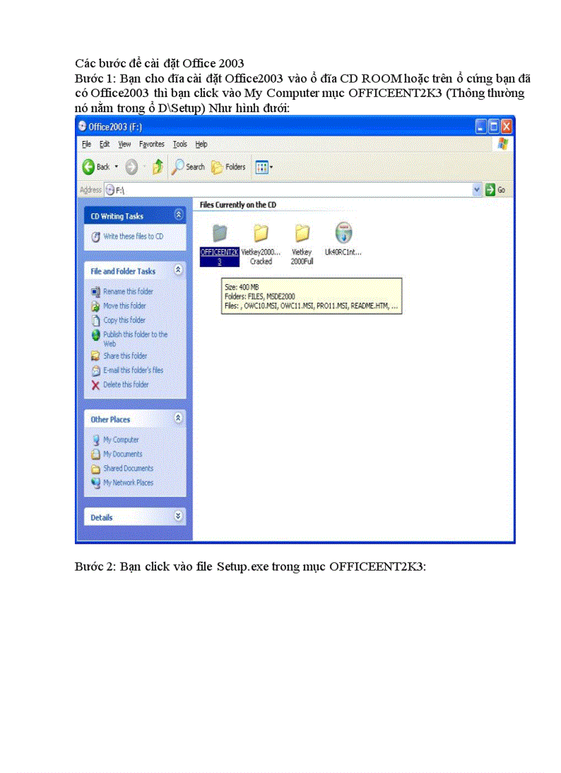 Cài đặt office 2003 cho máy tính