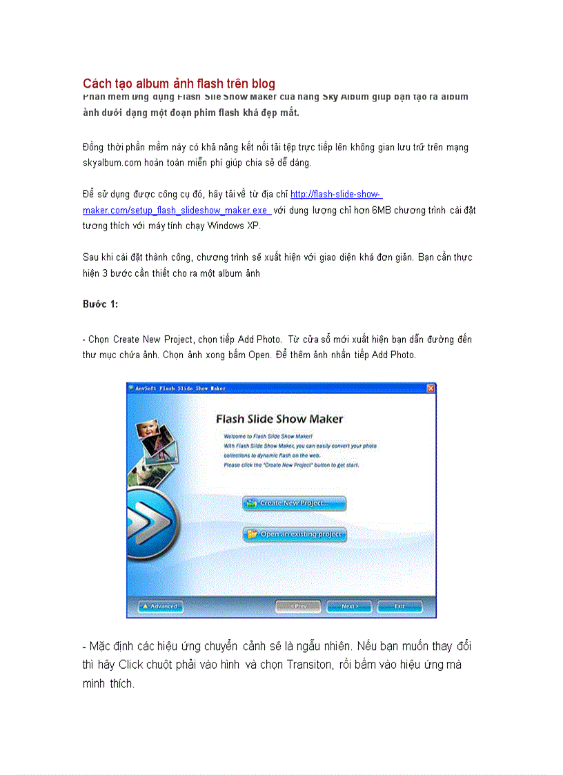 Cách tạo album ảnh flash trên Blog