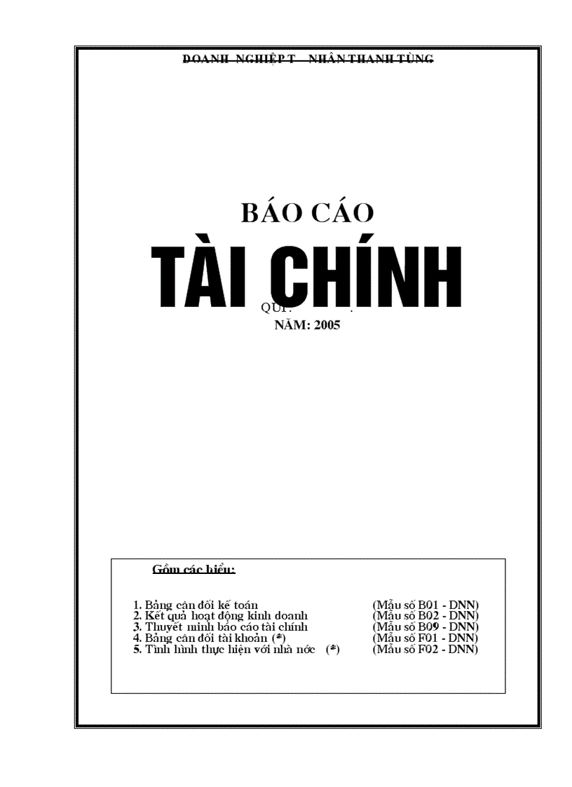 Bìa báo cáo Tài chính