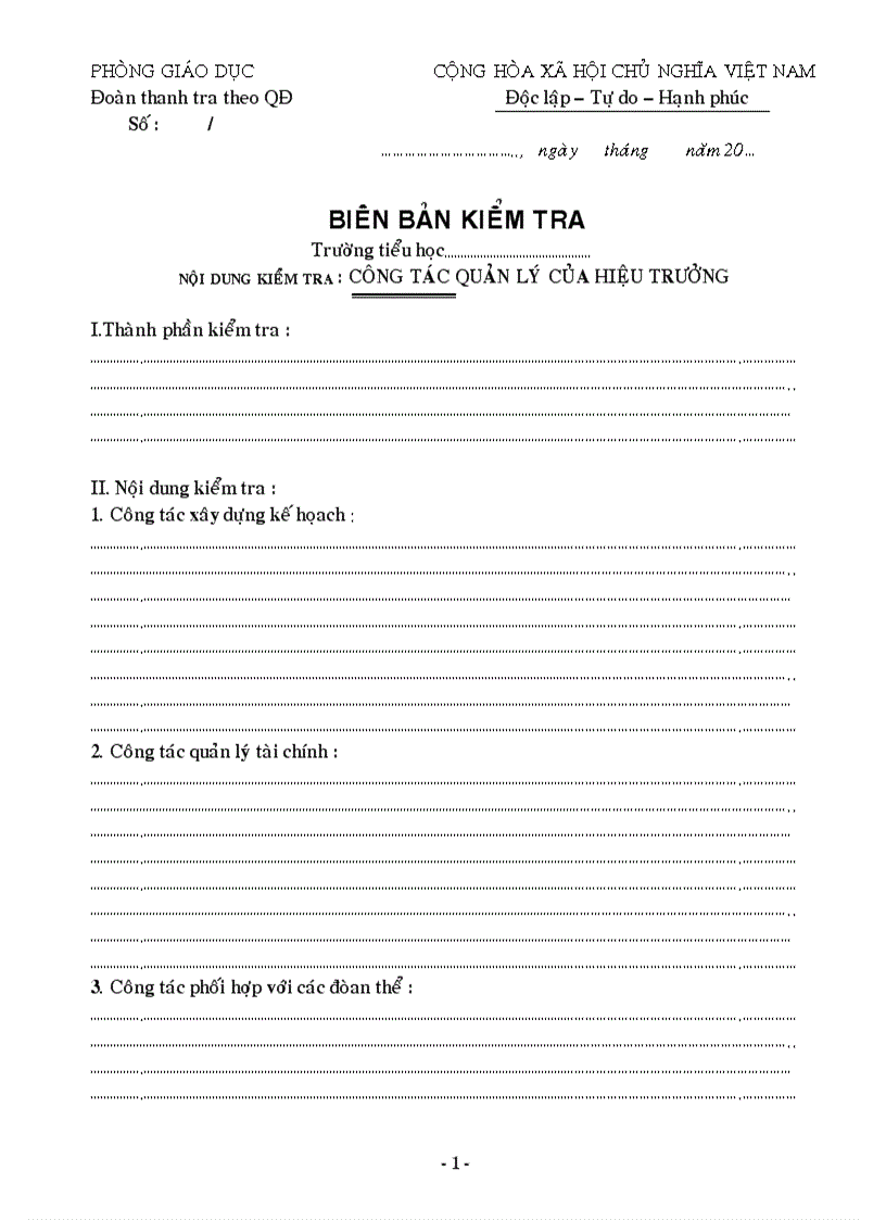 Biên bản thanh tra tuyển sinh