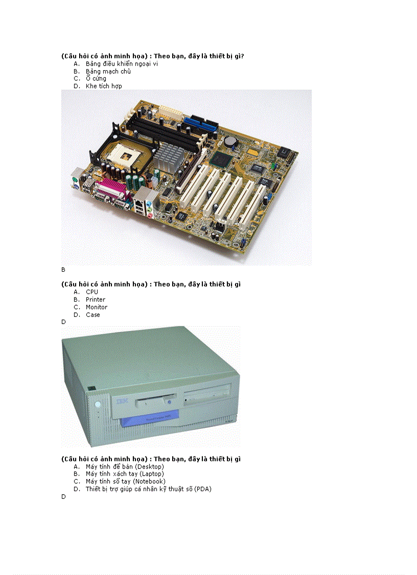 Câu hỏi trắc nghiệm Tin học căn bản
