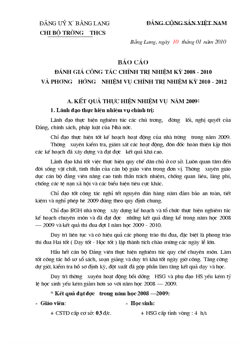 BC Phương hướng Đang 2010 Quang Bình