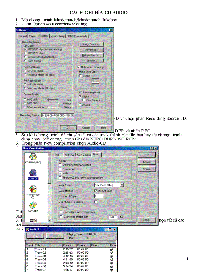 Cach ghi dia CD AUDIO