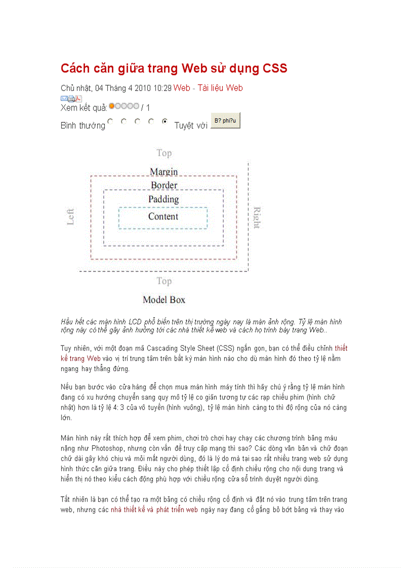 Cách căn giữa trang Web sử dụng CSS