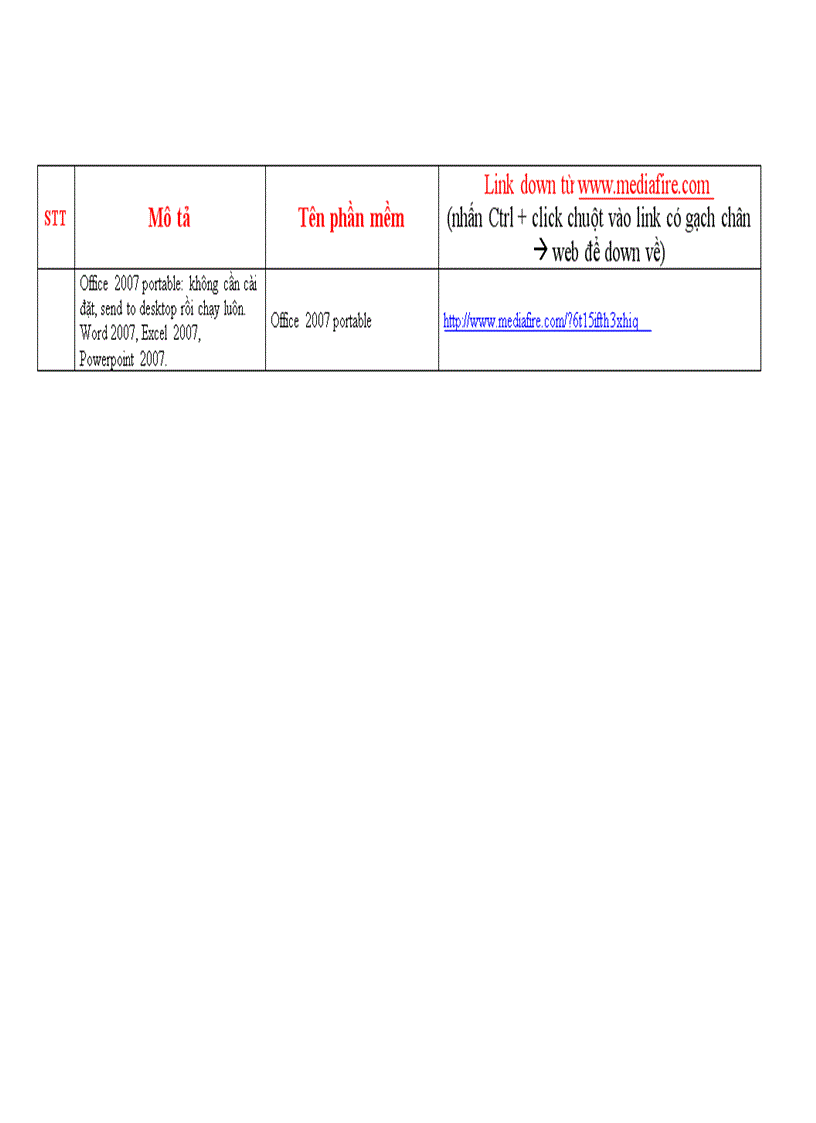 Bộ Office 2007 portable doc