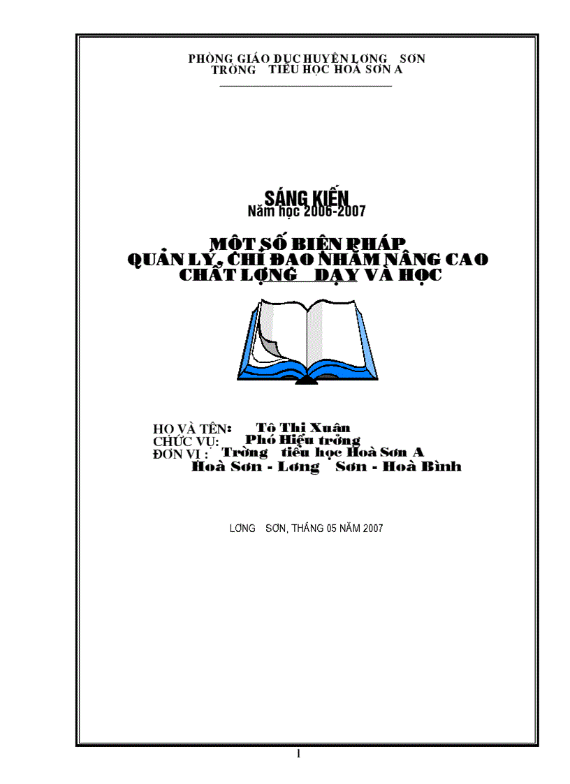 Biện pháp quản lí nâng cao chất lượng D H