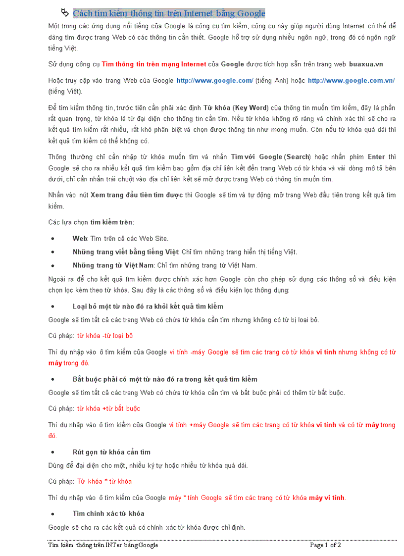 Cách tìm kiếm thông tin trên Internet bằng google