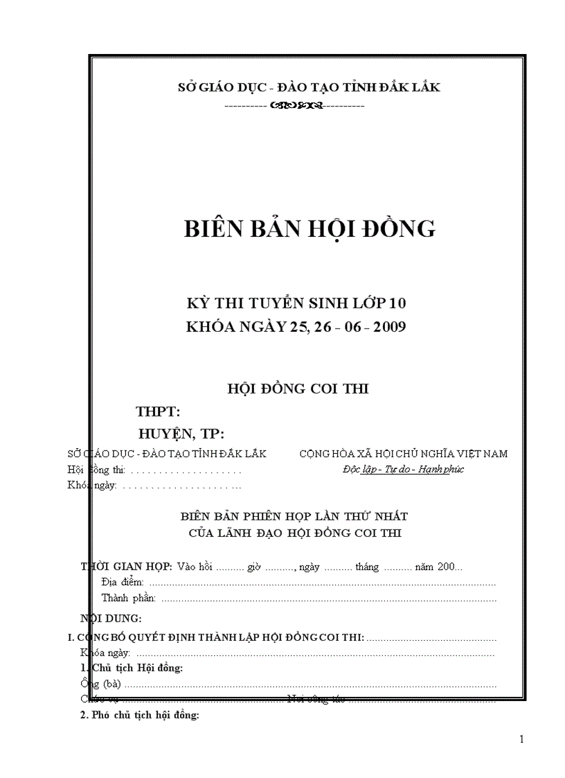 Bộ biên bản thi 1