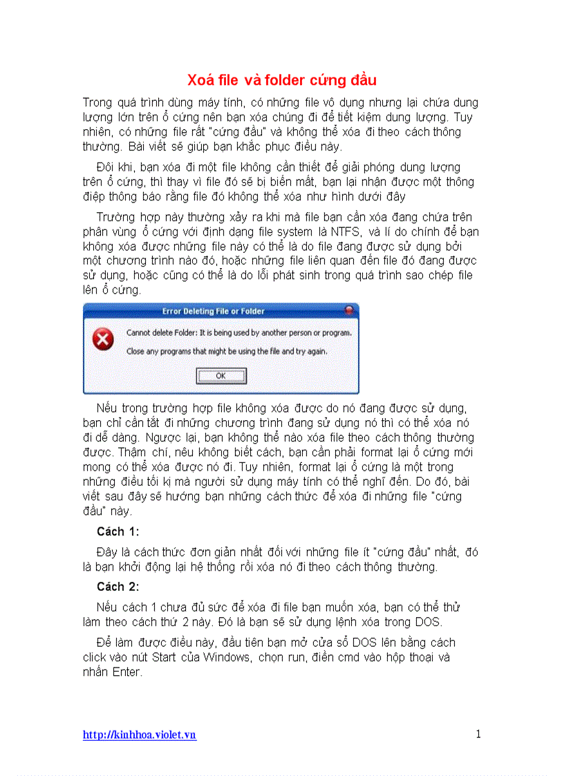 Cách xoá file và folder cứng đầu