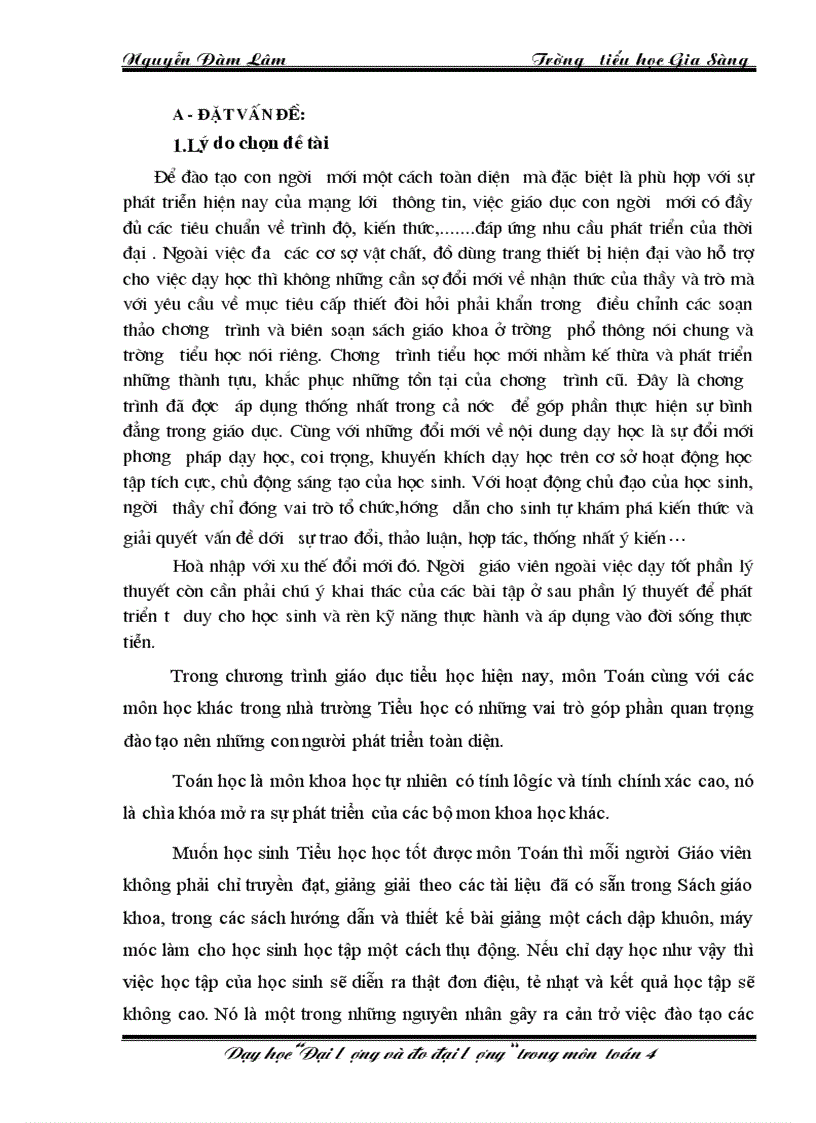 Đại lượng và đo đại lượng lớp 4