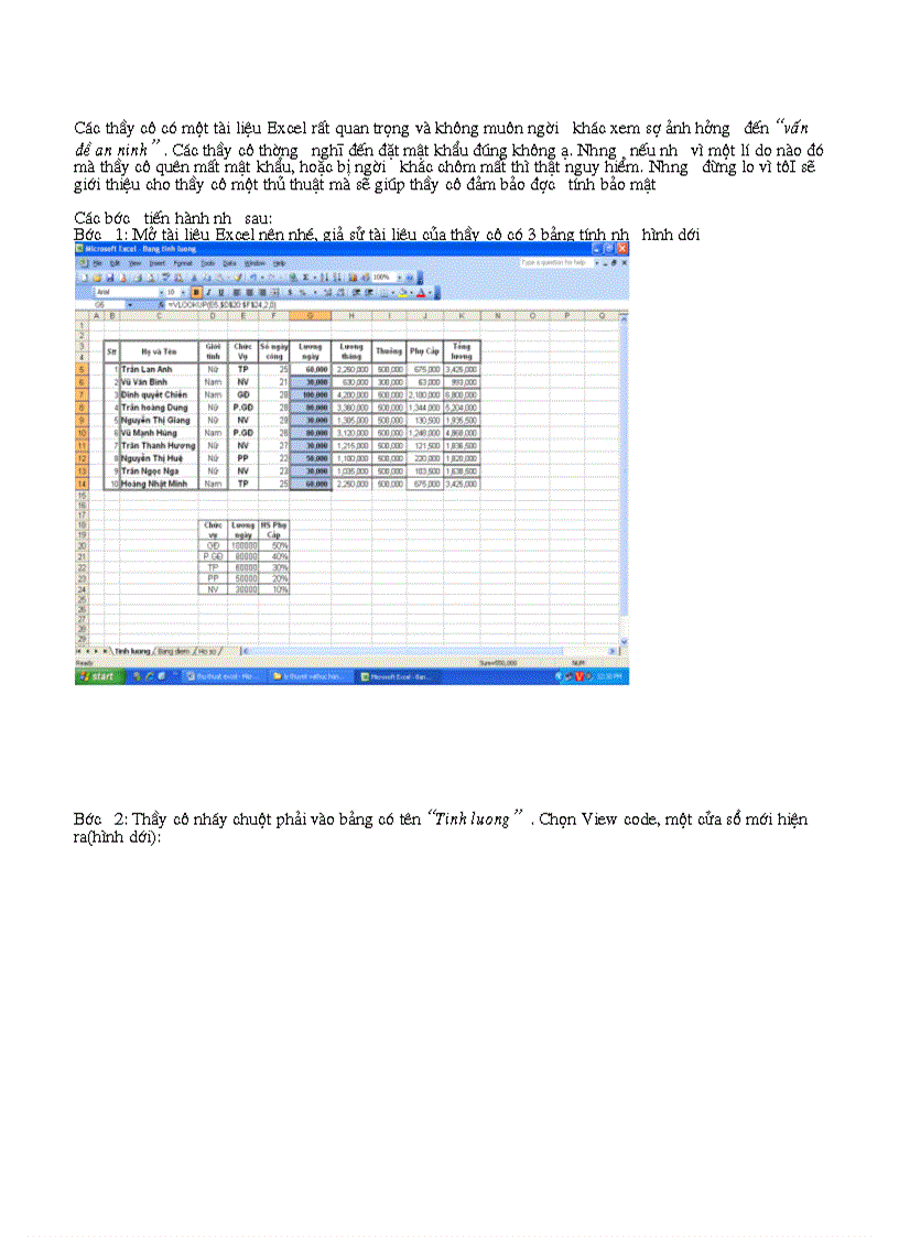 Dấu bảng tính Excel