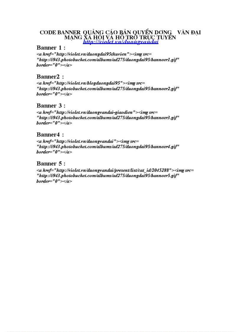 Code banner quảng cáo dương văn đại