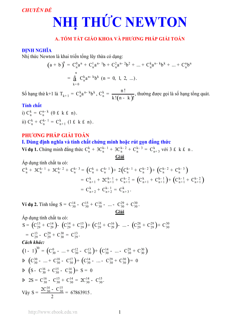 Chuyen de Nhi thuc Newton