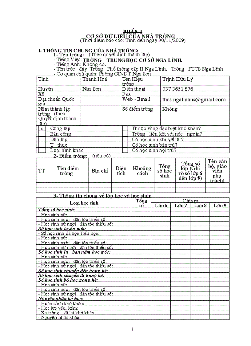 Cơ sở dữ liệu THCS