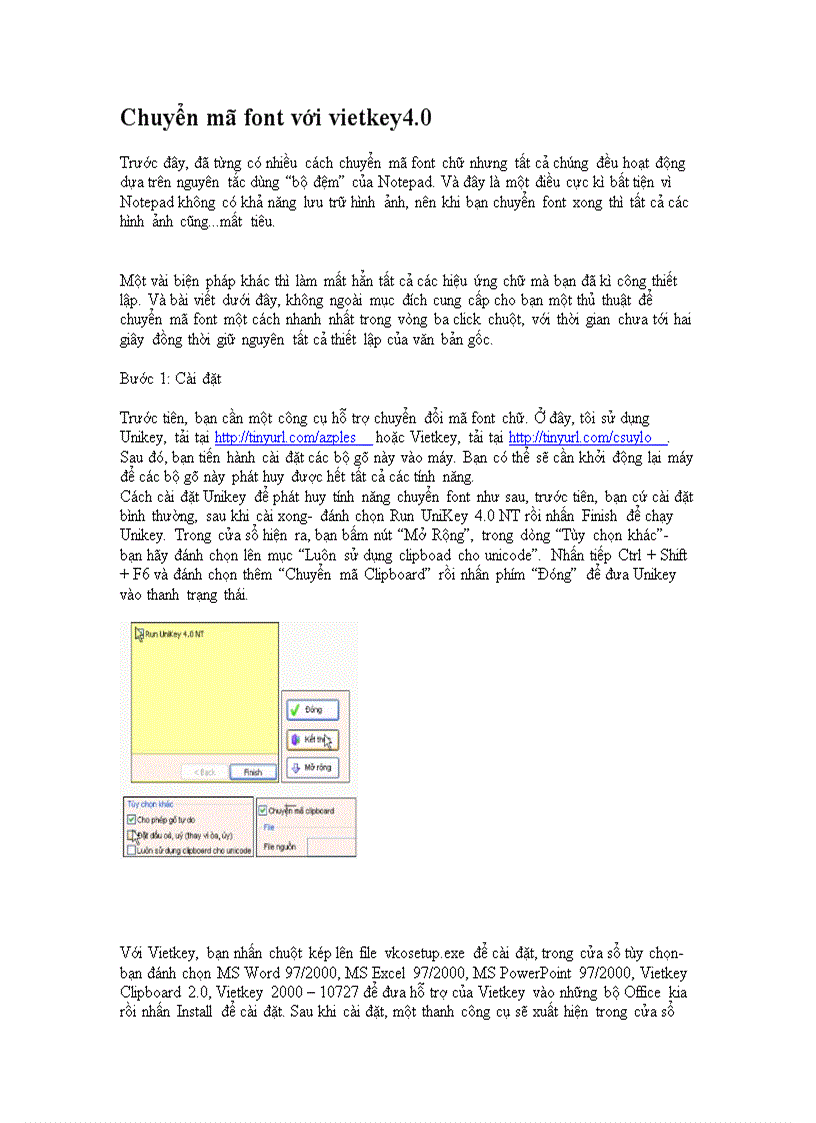 Chuyển mã Fomts với Vietkey4