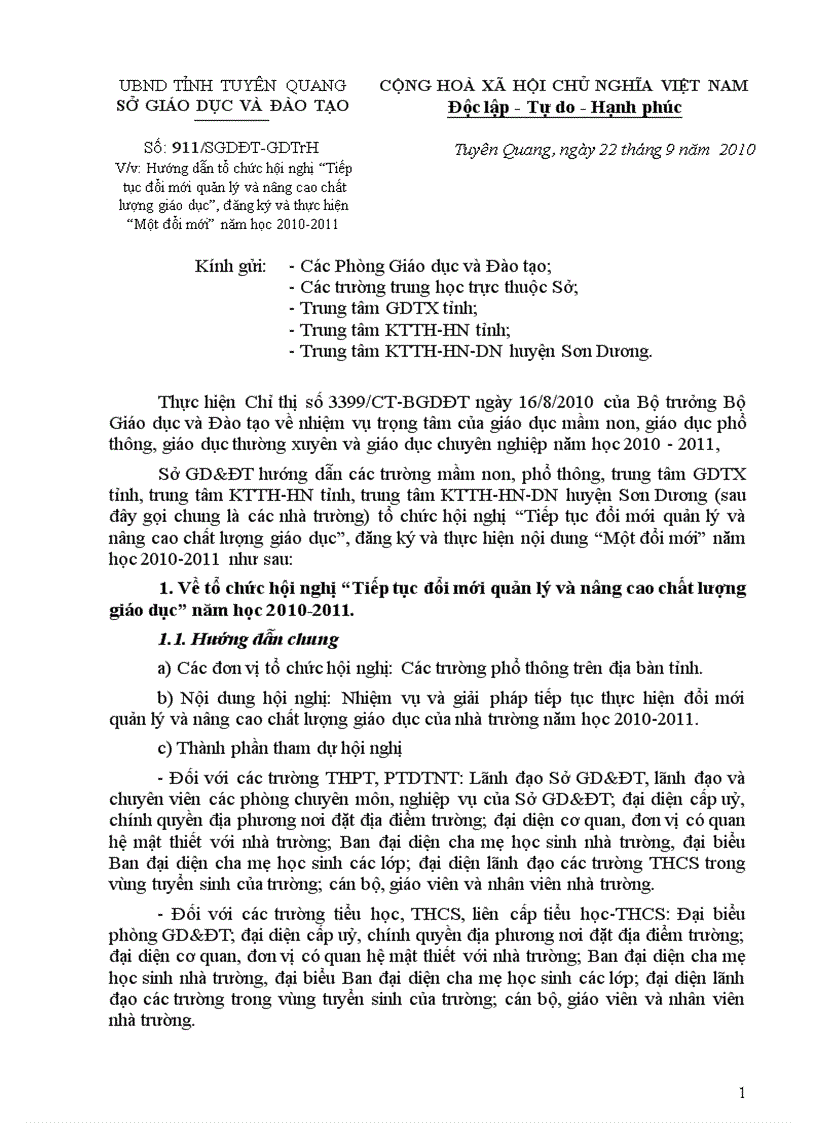 CV số 911 của Sở GD ĐT về đăng ký một đổi mới