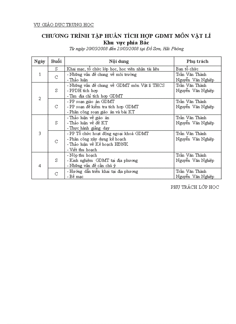 Chương trình tập huấn tích hợp gdmt môn vật lí